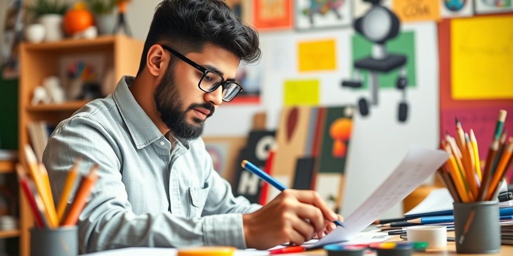 Person creatively designing on a tablet.