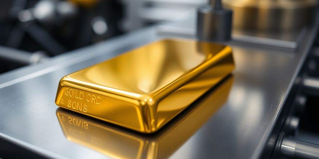 Barre d'or dans une raffinerie suisse.