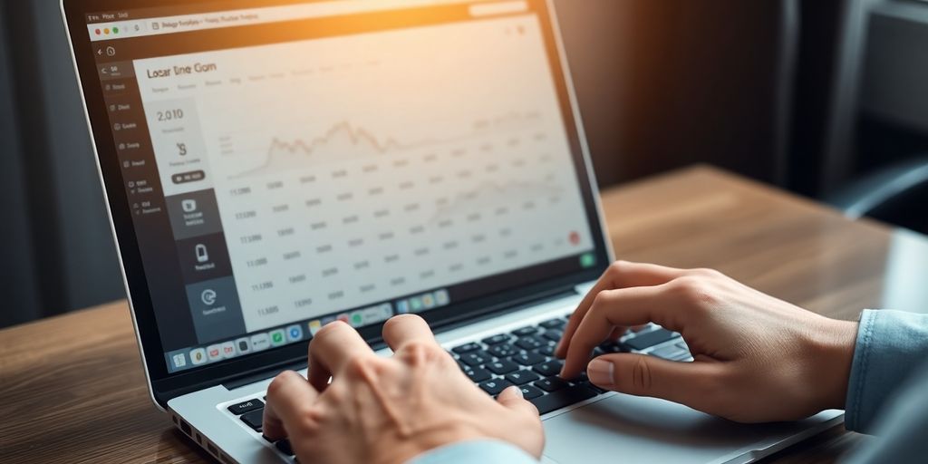 Laptop screen with trading platform interface.