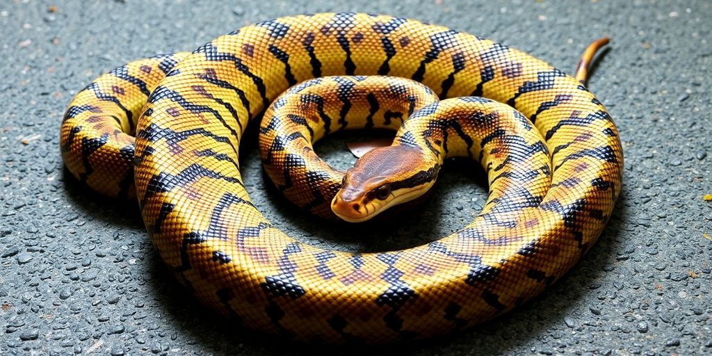 A majestic python coiled elegantly.