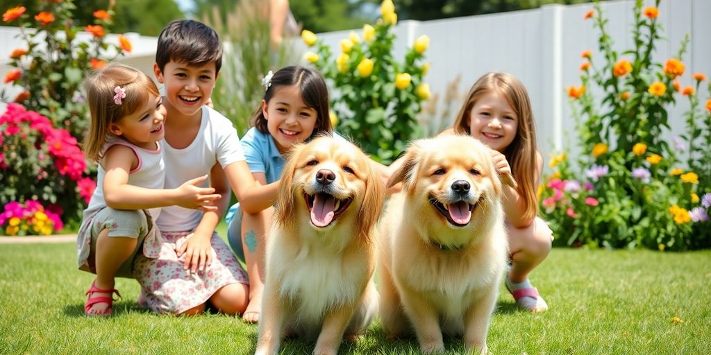 Family enjoying time with a hypoallergenic dog outdoors.