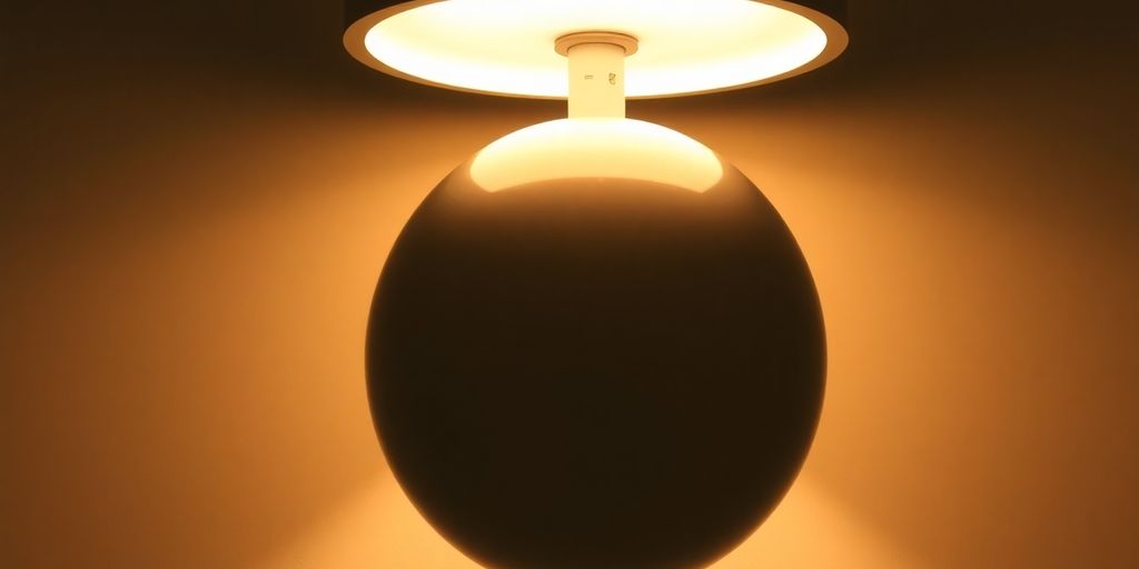 Luminaire emitting light in a dark room.