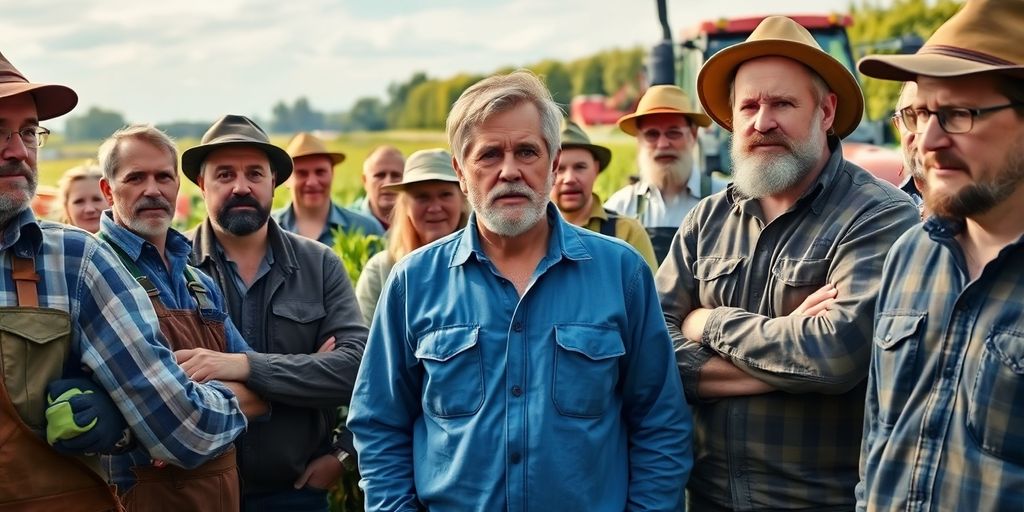 European farmers meeting in a field.