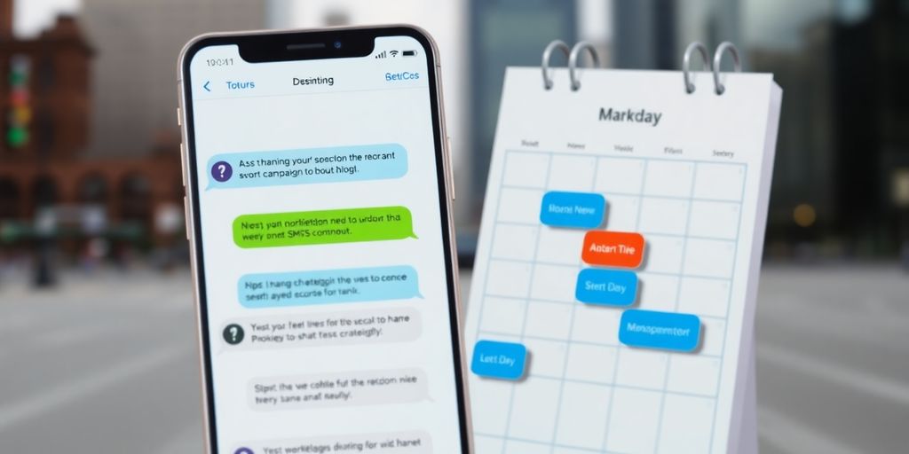 Smartphone avec notifications SMS et calendrier marqué.