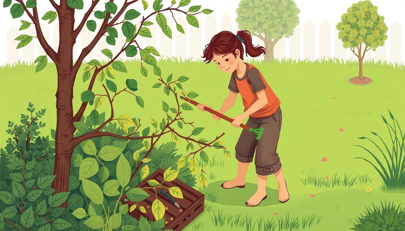 Person clearing garden with tools