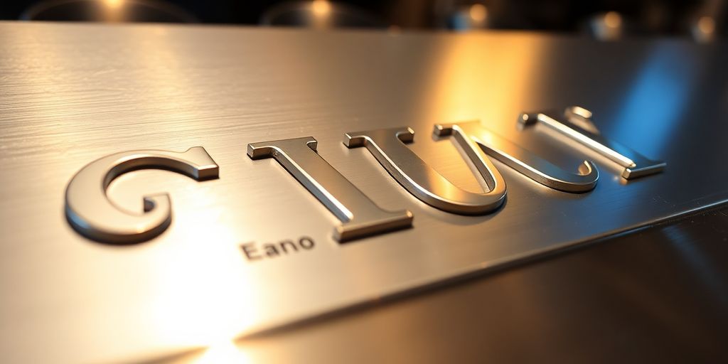 Custom metal signage reflecting brand identity.