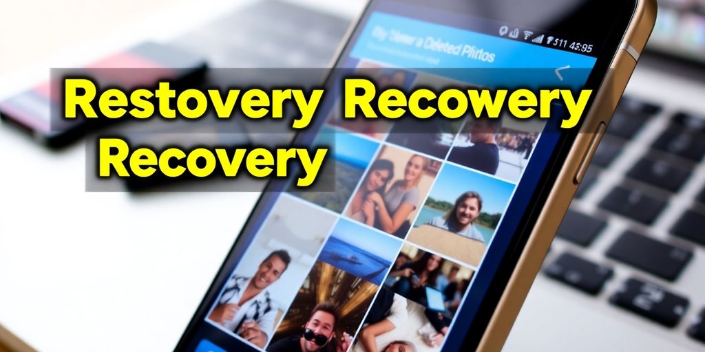 Imagem de smartphone com aplicativo de recuperação de fotos.