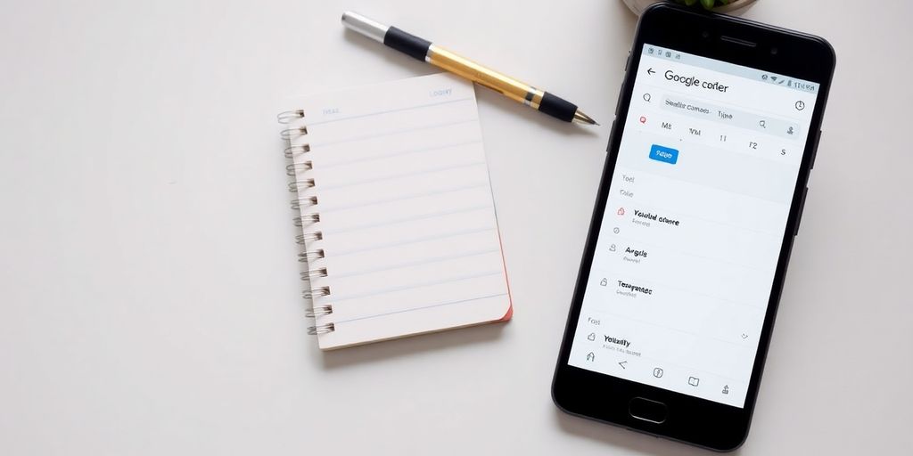 Espace de travail organisé avec Google Agenda sur smartphone.