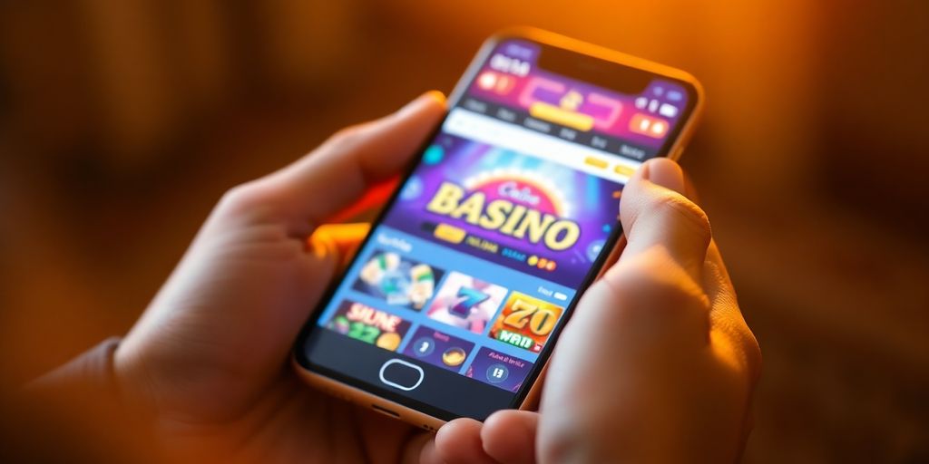 ภาพมือถือกำลังเล่นเกมออนไลน์ Changplay88 พร้อมแสงสีทอง