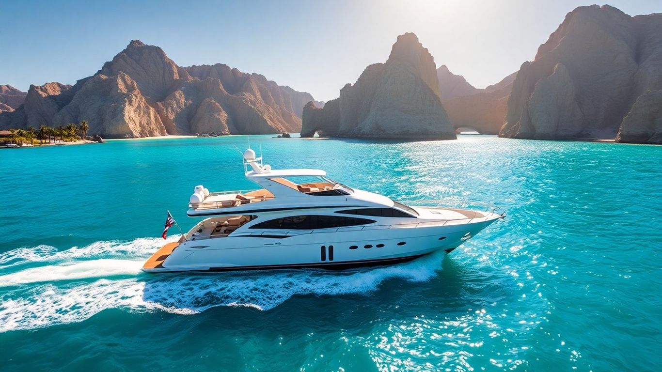 Private yacht sailing near Cabo cliffs