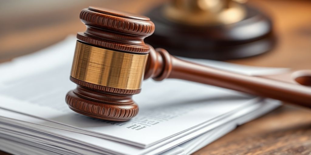 Marteau de vente aux enchères sur un document