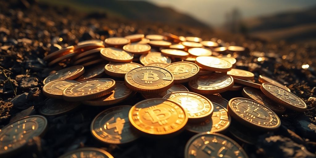 Pièces d'or brillantes dans des environnements variés.
