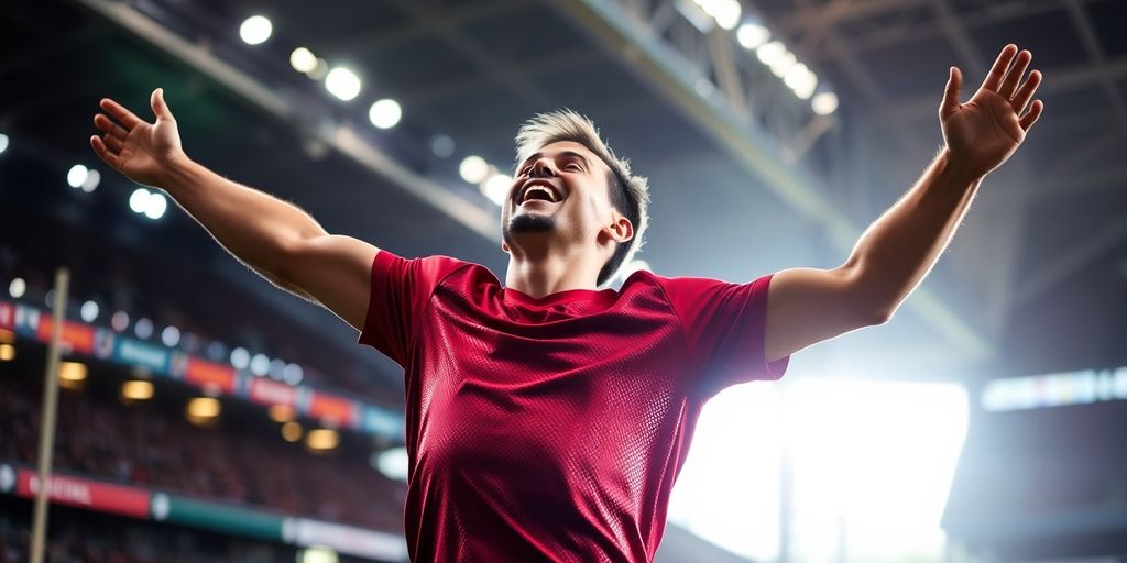 Athlete celebrating victory against odds