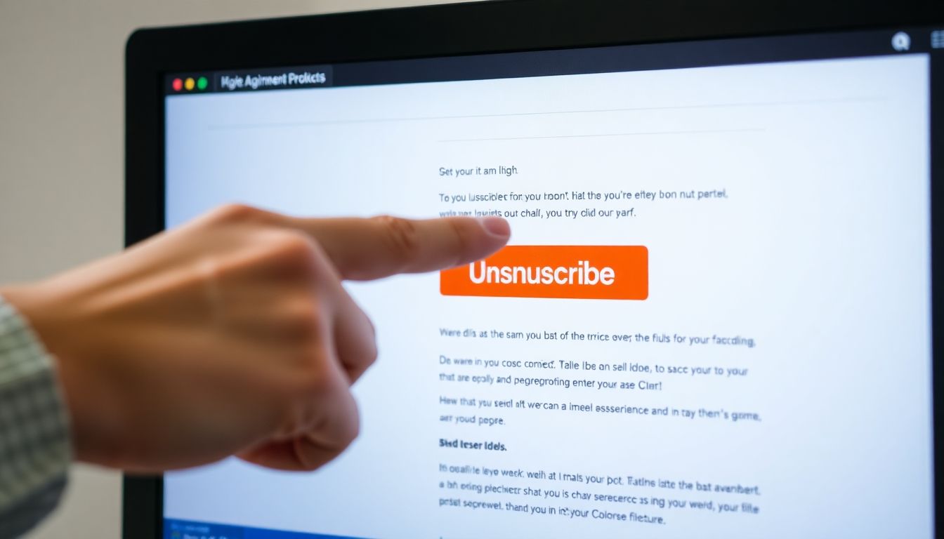 Person clicking unsubscribe on an email.