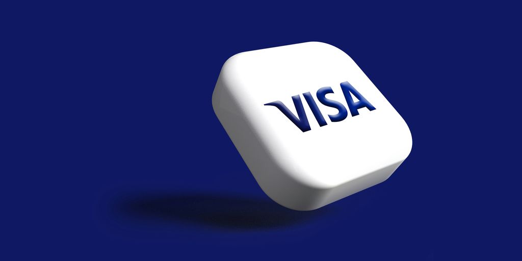 a white dice with the word visa on it