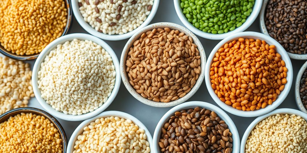 Various sesame seeds in small bowls