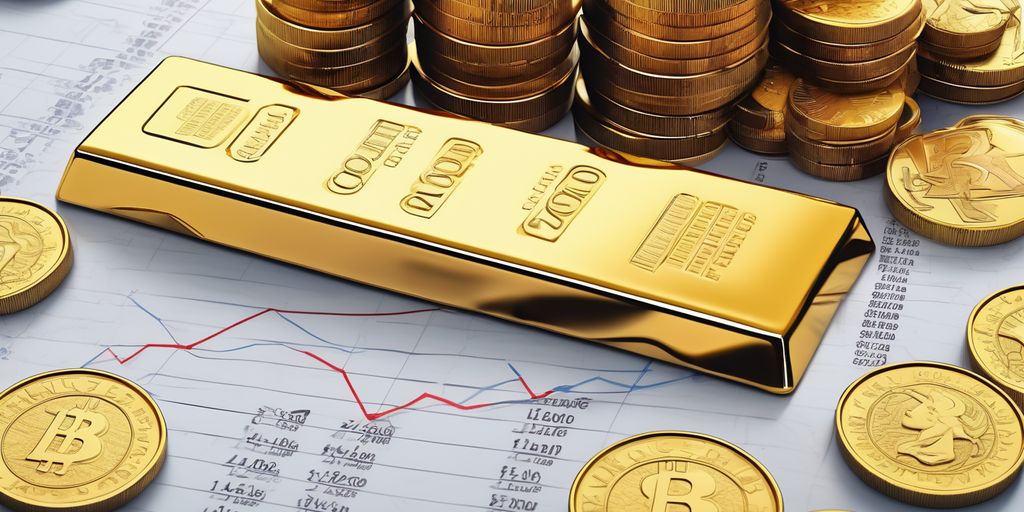 gold bars and coins with inflation graph
