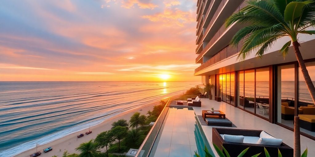 Beachfront condo in Hua Hin with ocean views.