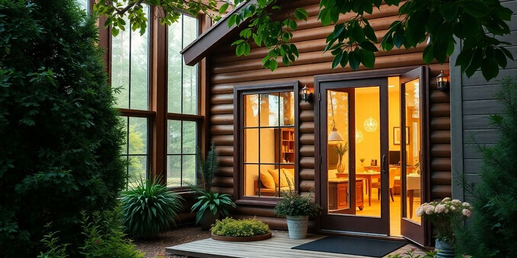 Een energiezuinig huis omringd door groen en natuurlijk licht.