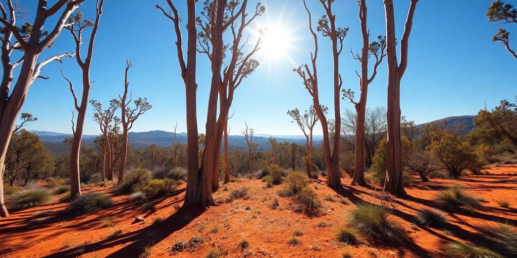 Rugged Aussie bush landscape with eucalypts