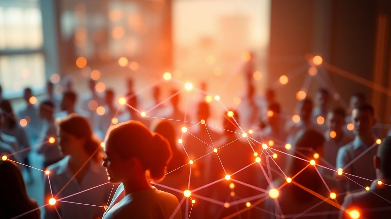 Interconnected people forming a professional network