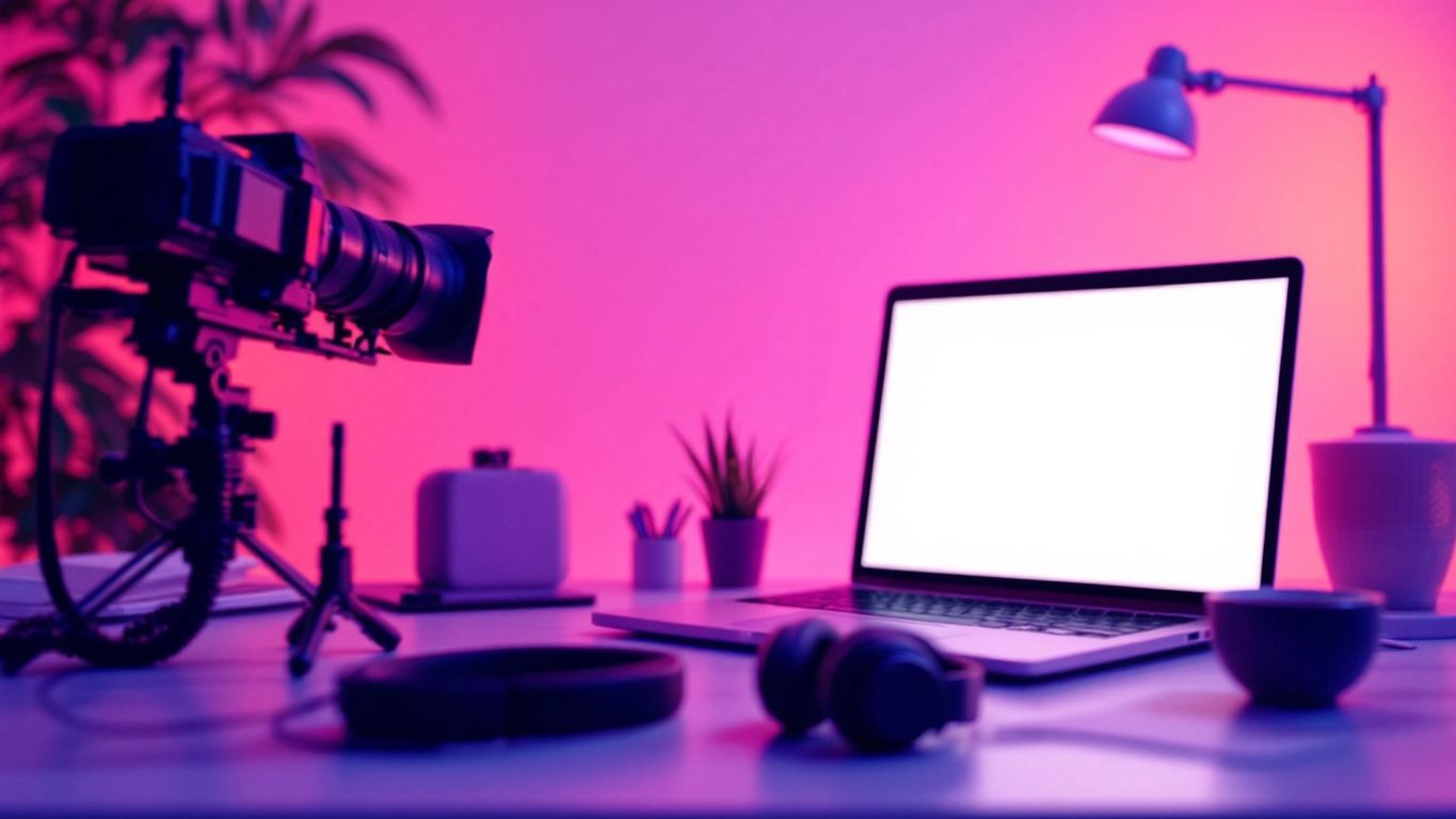 Creative workspace for faceless YouTube channel creation.