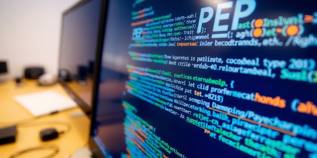 Close-up of a computer screen with code on PEP.