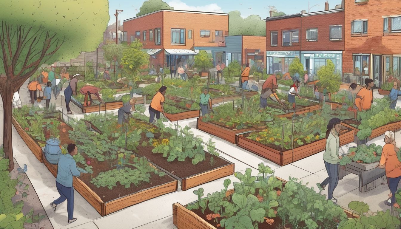 community garden with people working together