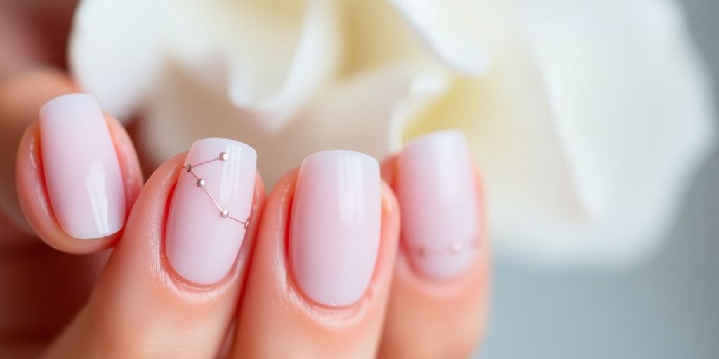 Unhas de gel simples e elegantes em detalhes.