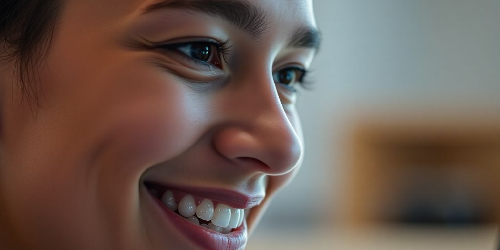 Person conversing with AI through a holographic interface.