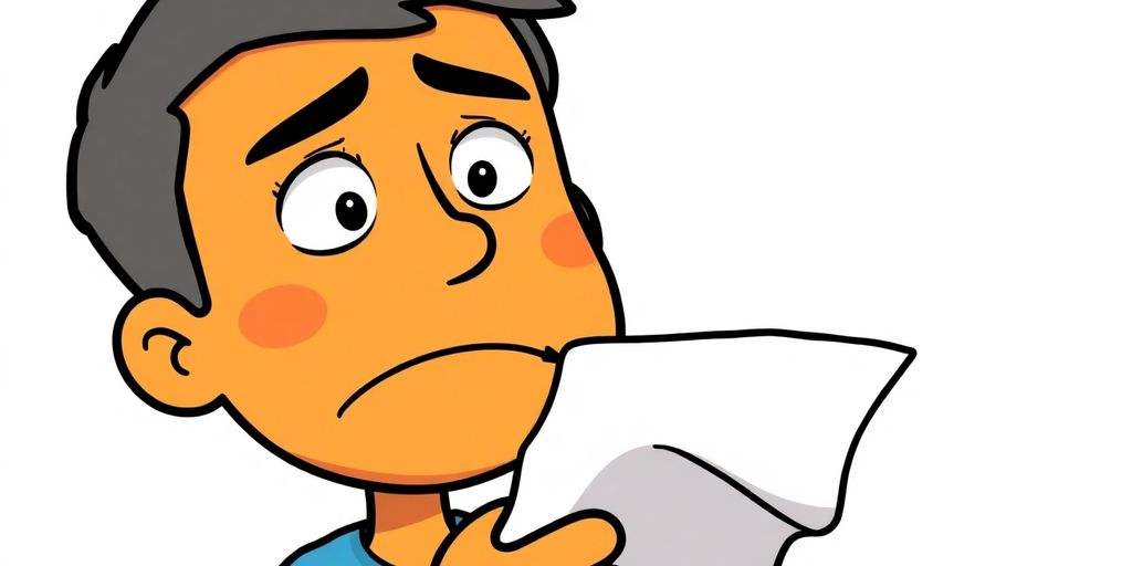 Confused person holding rejected loan application.