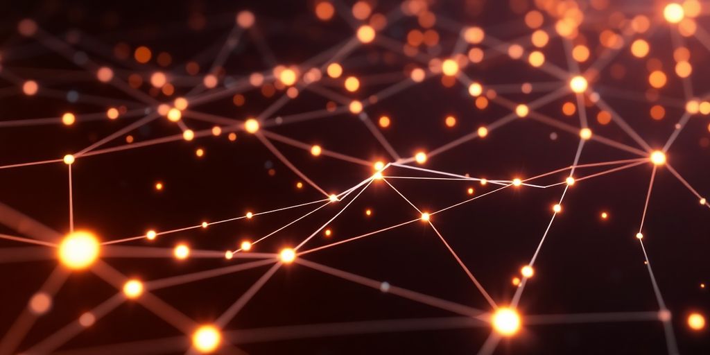 Data streams flowing, connected by glowing lines.