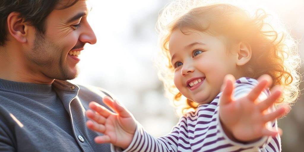 Parent and child smiling together.