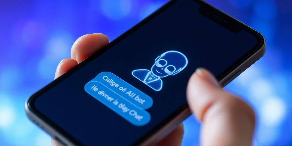 AI bot razgovara s korisnikom na pametnom telefonu.