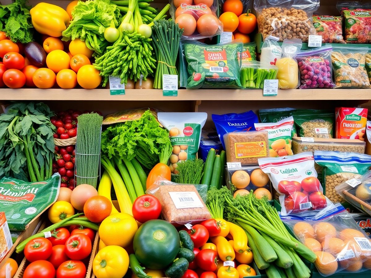 Produse alimentare variate cu reduceri atrăgătoare.