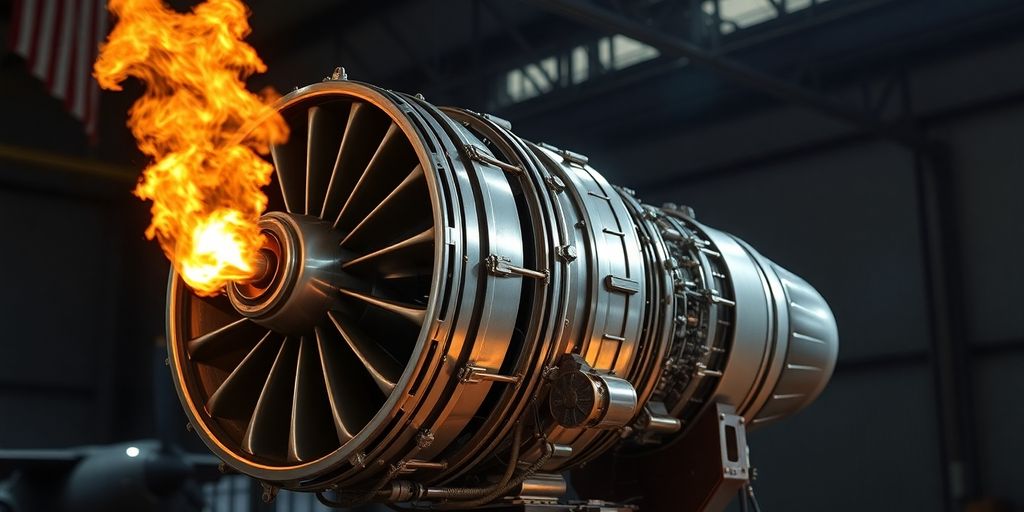 Early jet engine in flight.