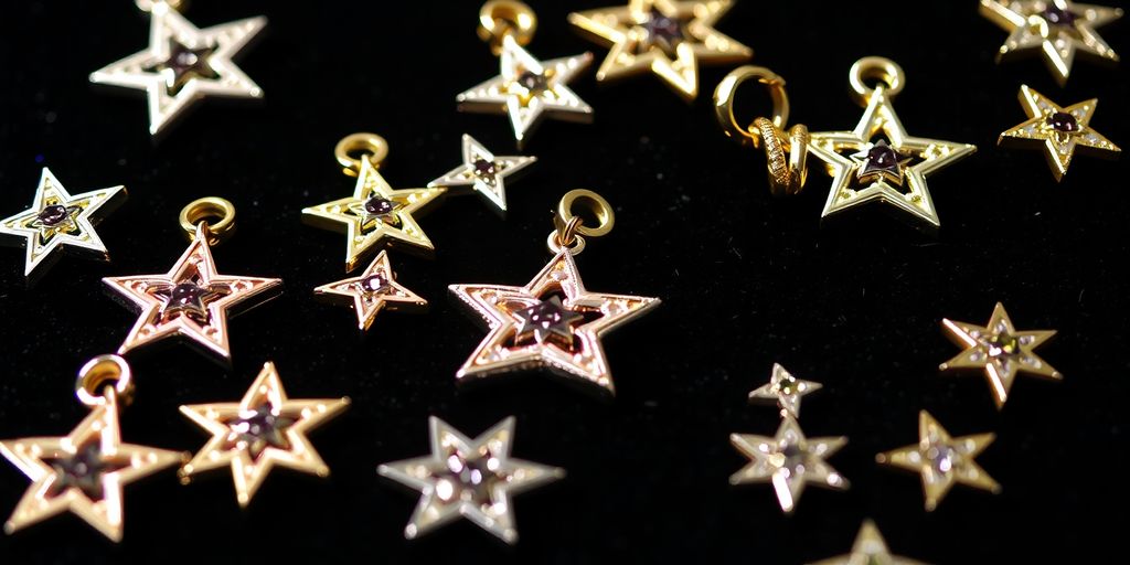 Stars jewelry, dark background.
