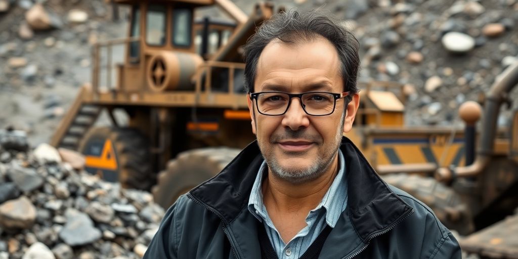 Germán Larrea dans un environnement minier.