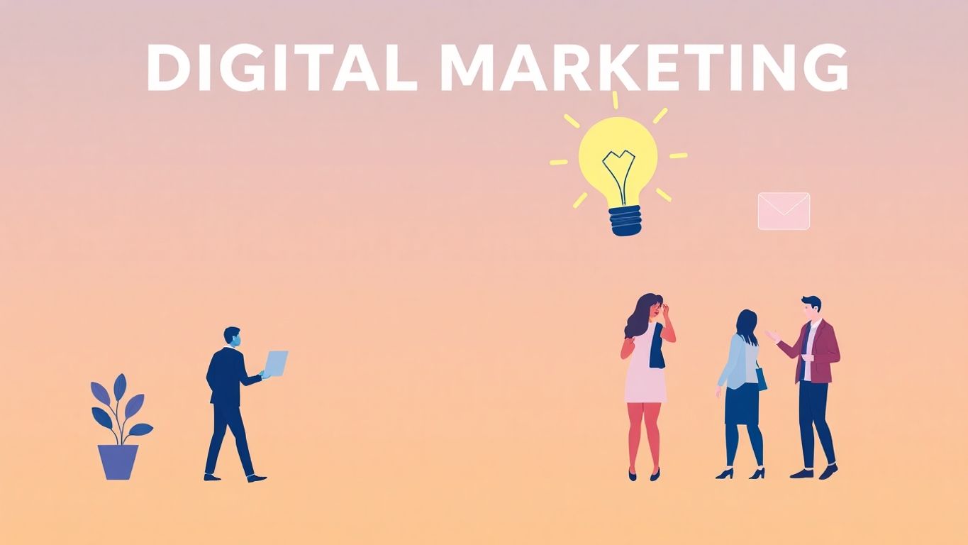 Moderne illustrasjon av markedsføringsledelse og digital transformasjon.