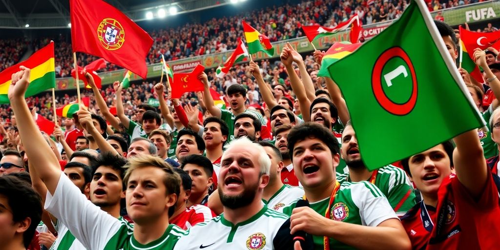 Excited fans at the Derby de Lisboa soccer match.