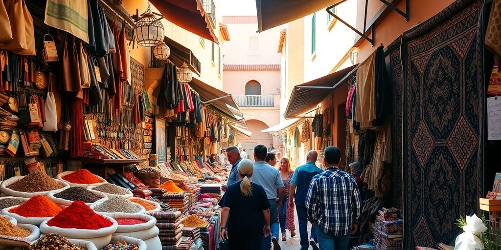 Marché artisanal animé de Marrakech
