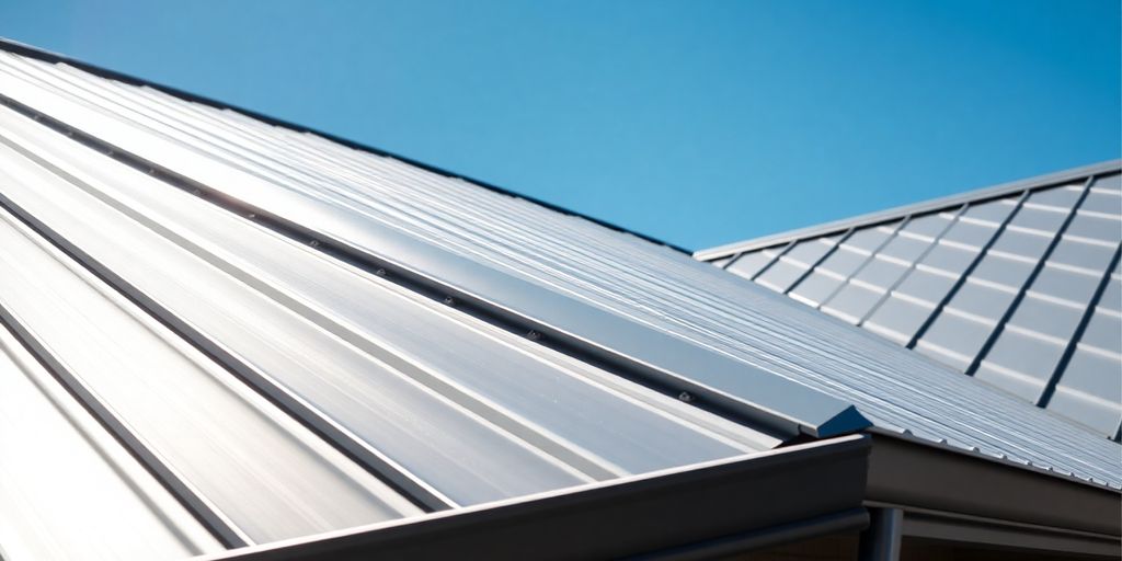 Modern standing seam metal roof on a Canadian home.