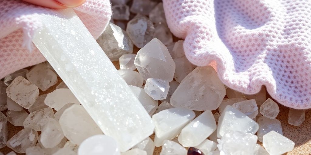 Cristalli brillanti puliti con un panno morbido.