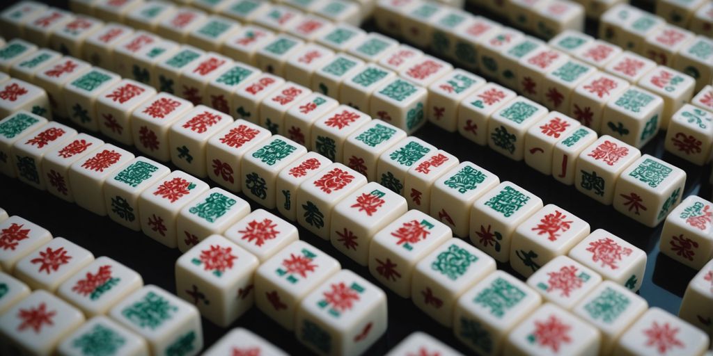 Different Mahjong tiles displayed in an organized layout.