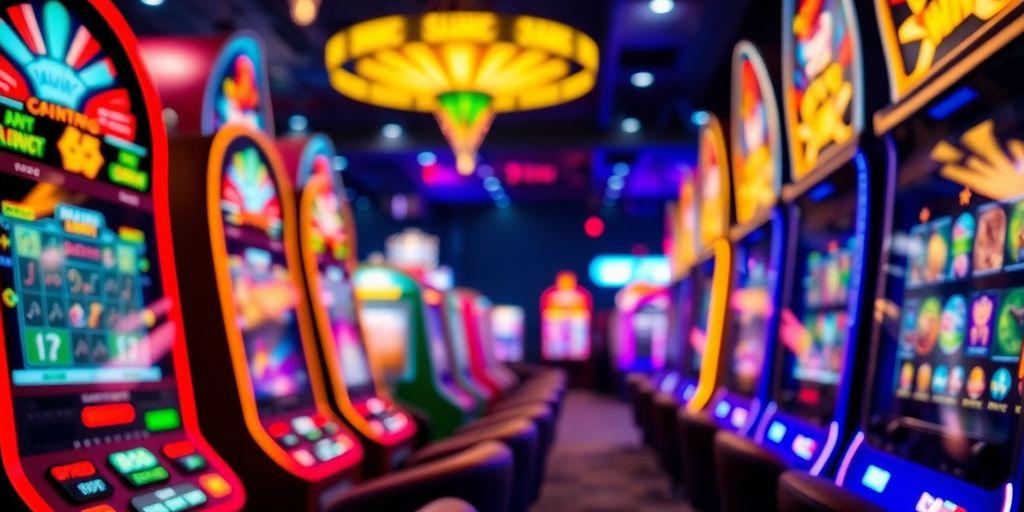 Vibrant casino games with dynamic lighting and colourful designs.