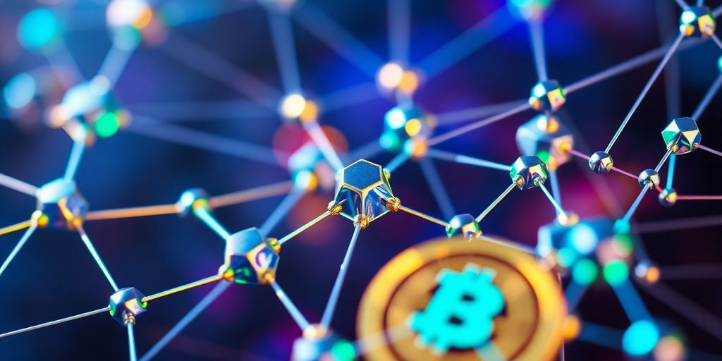 Photograph of interconnected crypto nodes in a network.