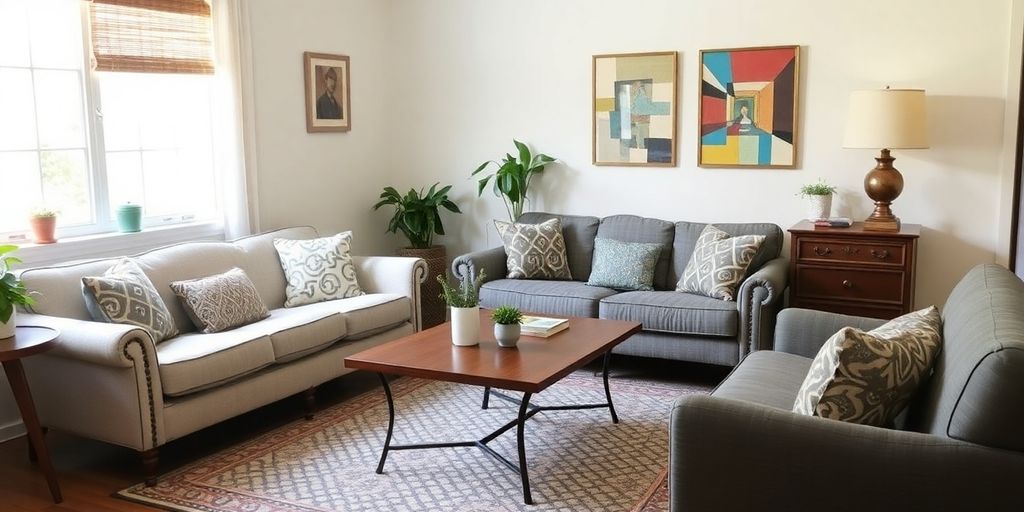 Stylish used furniture in a cozy, well-lit room.