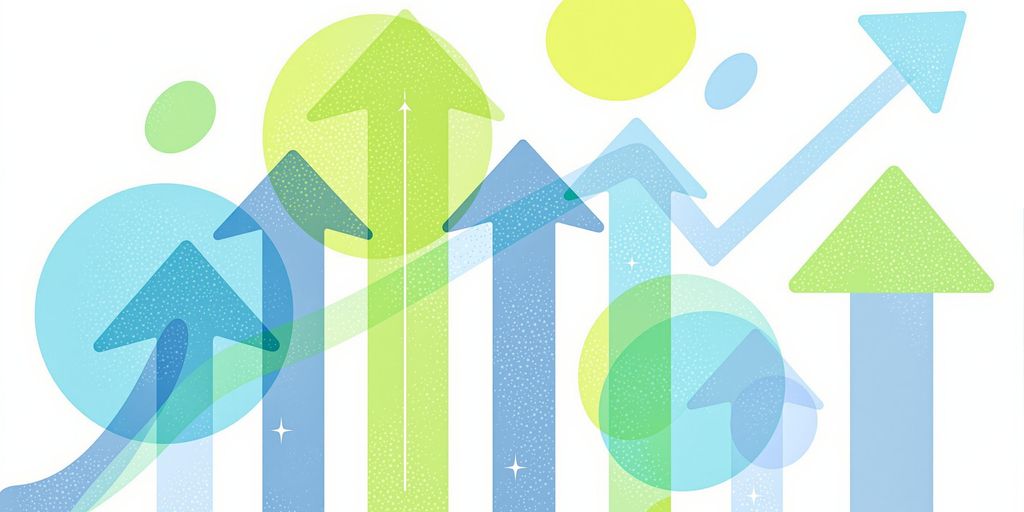 SEO cost breakdown with upward trending arrows.