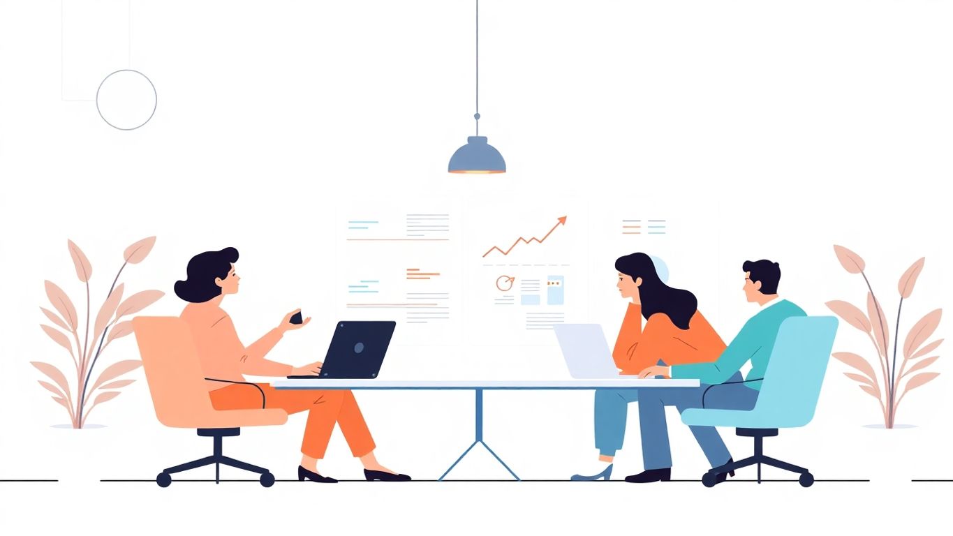 Moderne illustrasjon av forretningsutvikling og samarbeid.