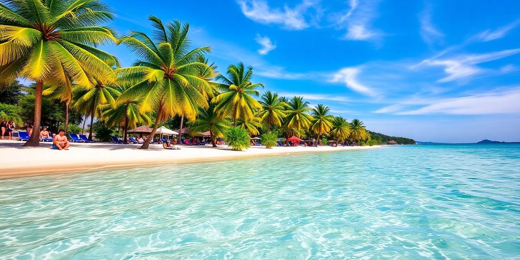 Palm trees, clear water, Lamai Beach activities